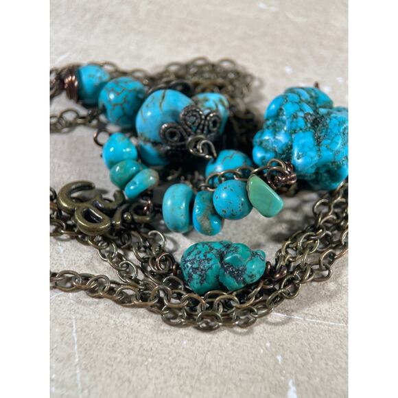 Turquoise 5 Necklaces, 1 pair Earrings Lot, Various Vintages & Styles - Picture 10 of 16